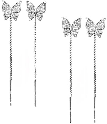Lymphvity MagneTherapy Germanium Ohrringe - Glänzende Diamant-Schmetterlings-Ohrringe für Lymphdrainage und Frauen