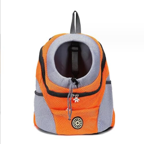 EATAN Hundetragerucksack - Atmungsaktiv - Wasserdicht - für kleine Hunde und Katzen - Verstellbarer Tragerucksack - Gepolsterter Schultergurt - für Wandern, Outdoor Reisen (L, Orange)