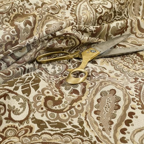 Redbrick Mill Fabrics Flammhemmender Chenille-Polsterstoff mit Paisleymuster, Farbe Braun-Bronze (Meterware)