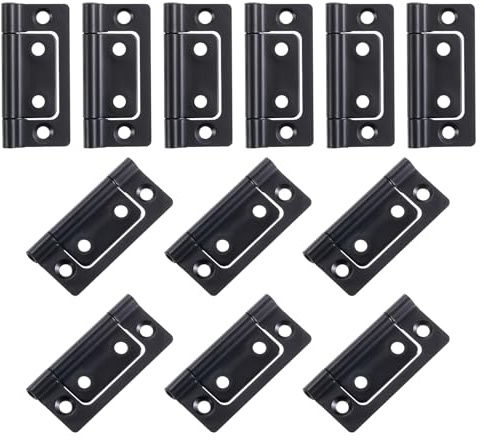 sourcing map 12Pcs 2x1 Inch Door Hinges Non-Mortise No Noise Bifold Door Hinges Plating for Cabinet Furniture Window Wardrobe, Black