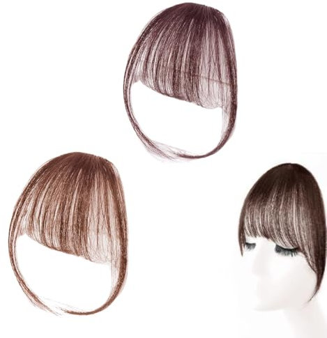 Clip in Pony in Bangs mit Schläfen Fringe für Frauen Extension Clip in Pony Haare Haarverlängerungen Flat Bang mit Schläfen Echthaar Front Face Fringe Pony Haarteile Pony Extension für Frauen das
