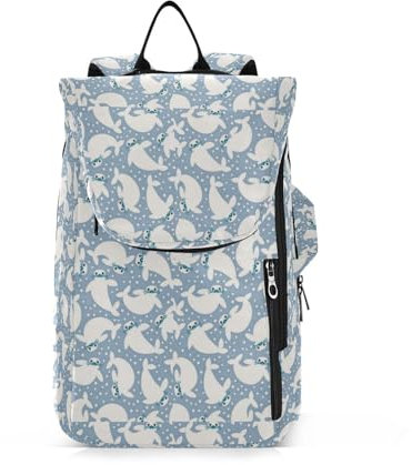 Amooorous Tennis-Rucksack für Erwachsene, wasserdicht, weiß, Cartoon-Seelöwe, 2 Schläger, gepolsterte Tennisschlägerhülle für Tennis, Badminton, Pickleball
