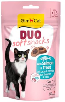 GimCat Duo Soft Snacks mit Lachs & Forelle - Sichtbare Kombi aus Zwei leckeren Geschmacksrichtungen - 1 Beutel (1 x 50 g)