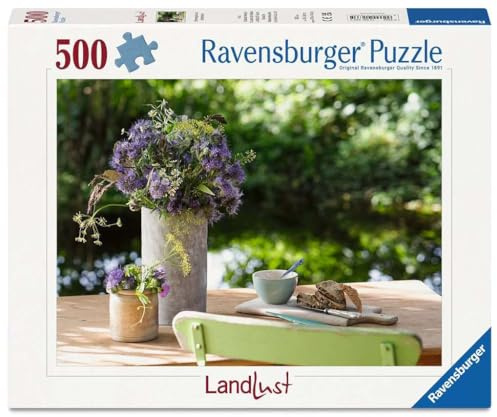 Ravensburger Puzzle 12001633 - Landlust Blumengruß am Gartentisch - 500 Teile Landlust Puzzle für Kinder und Erwachsene ab 12 Jahren