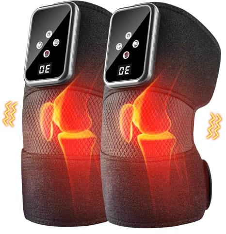 Yigowyigo Doppel-Knie Massagegerät, Schnurloses Knie-, Schulter-, Ellbogen-Massagegerät mit Wärme & Vibration – Tragbar für Gelenkschmerzlinderung & Muskelentspannung, Ideales Vatertagsgeschenk