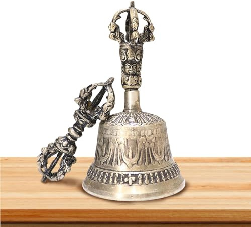 Bells und Dorje für tibetische buddhistische Meditation | Dorje Vajra Bells Bells Bells, Dharma Objects Home Decoration for Meditation, | Handgemachte Dharma-Objekte Glocke