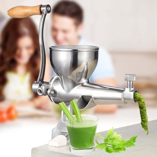 Spremiagrumi manuale in acciaio inox per erba di grano, frutta e verdura, estrazione efficiente a manovella per spremere in modo sano a casa