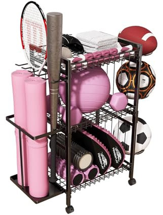 LESBJFDM Hantelständer, Home Gym Hantelscheibenständer Kleine Größe, Kettlebell Yogamatte Aufbewahrung Mit Rädern Und Haken, Ständer Für Aufbewahrung Von Gewichten, Hantelständer Für Krafttraining