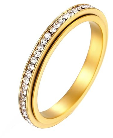 Calefee Fidget Ring Damen Anti Stress, Kleine Ringe Schmuck Damen Edelstahl Ewigkeitsring 3 mm Breit Drehbar, Größe 47 bis 72