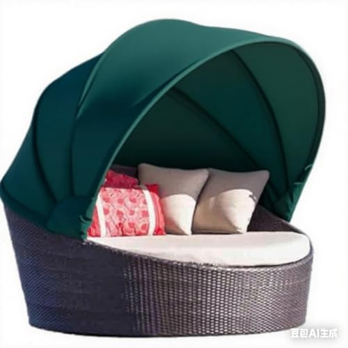 Rundes Ersatzdach Für Sonneninsel, Runder Baldachin-Bezug Für 167 Cm Große Outdoor-Tagesbetten, Ersatz Für Tagesbetten, Passend Für Korb-Sonnenliegen, Kein Werkzeug Erforderlich-Grass Green
