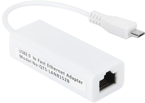 Elprico Ethernet-Adapter für RASP PI 1,3/W, Micro USB Bis RJ45 mit 10/100-Mbit/s-Ethernet-Anschluss, Halb/Full Duplex, Auto-Negotiation Operation