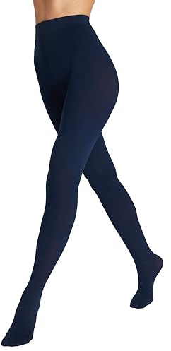 Seidiva Medias Opacas para Mujer 80 Deniers Cintura Alta, Pantimedias Mate Ultrasuave, Más de 25 Colores, 1 Azul marino L-XL