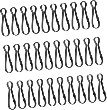 LOEFLIFA 100pcs Metal Snap Carabiner Hooks Black Spring Snap Keychain Hooks 32mm Fast-open Hanging Buckles for Outdoor Camping Hiking Accessories