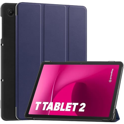 GIOPUEY Hülle Kompatibel mit Telekom T Tablet 2 10.1 Inch 2025, Flip Case [Bracket-Funktion] 360° Schutz - Dunkelblau