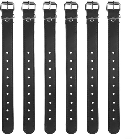 6 cinghie regolabili in PU per bicicletta per bambini, cestini da manubrio e soluzioni di stoccaggio (nero)