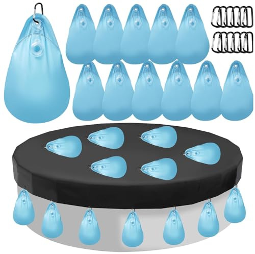 LIMEOW 12 Stück Poolabdeckung Gewichte Wassersack, Pool-Wassersack, Poolabdeckung Winter, Aufhängetasche für Poolabdeckung, Schwimmbad Wandwasserbeutel PVC Material zum Schutz Poolabdeckung Im Winter