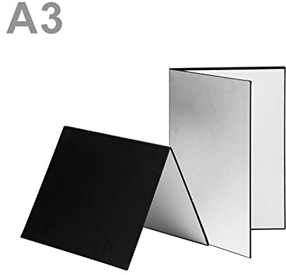 Cuifati Cartone Riflettente per Fotografia 3 in 1, Pannello Diffusore di Luce Pieghevole da 17 X 12 Pollici per Illuminazione di Still Life, Cibo e Fotografia di Prodotti - Argento, (SILVER)