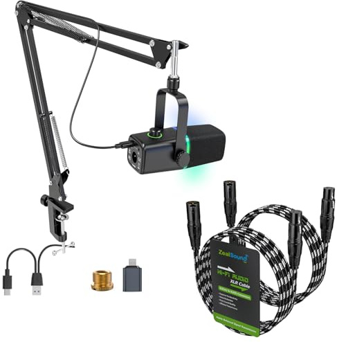 zealsound kd8s microphone with arm and c2bw2 XLR cable bundle
