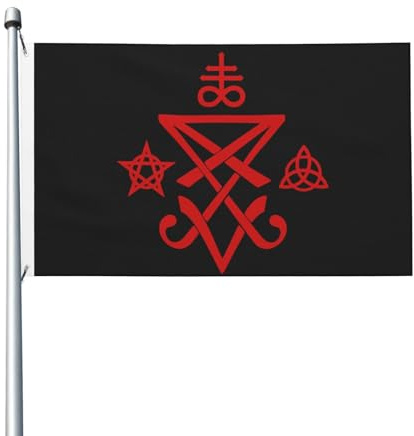Siegel Luzifers, Satanismus, Satanisches Symbol Hofflagge Perfekte Gartenfahne Langlebig Banner Décor Für Balkon Innen Außen 90X152Cm