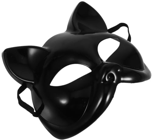 YARNOW Masque Blanc de Chat à Peindre en Plastique Réutilisable, Demi-masque Créatif pour Halloween et Costume, Accessoire Polyvalent pour Fêtes et Cosplay