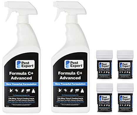 2 x Cluster Fly Killer Spray 1ltr and 2 x Fly Killer Smoke Bombs Twinpack 3.5g - Formula ‘C’ Fly Spray and Formula ‘P’ Cluster Fly Bombs from Pest Expert (HSE approved and tested – professional strength product)