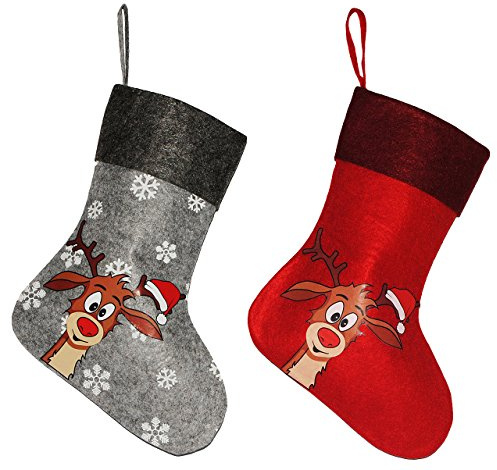alles-meine.de GmbH 6 TLG. Set: Weihnachtssocke - Didi das kleine Rentier/Weihnachten - Filzstrumpf & Nikolausstrumpf - Nikolausstiefel - großer Geschenke Strumpf - Weihnac..