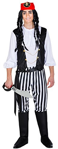 dressforfun tectake Herrenkostüm Pirat Captain | Hose mit integrierten Stiefelstulpen + Bandana & Bindegürtel | Seeräuber Verkleidung (S | Nr. 300696)