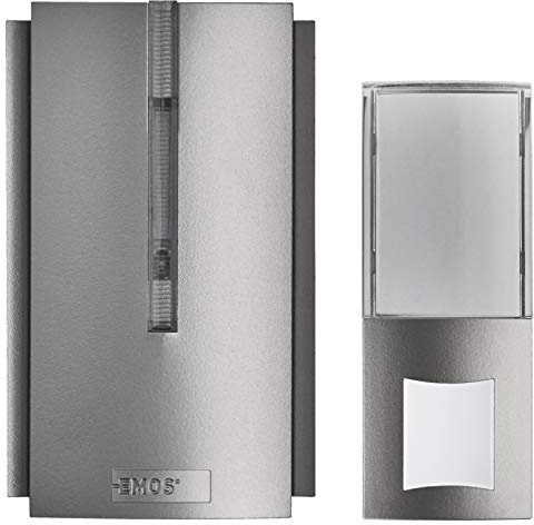 EMOS P5760 Trådlös dörrklocka/radioklocka set med repeater-obegränsad räckvidd och USB-utgång/5-stegs volym upp till 85 dB/LED-display/16 melodi/minnesfunktion