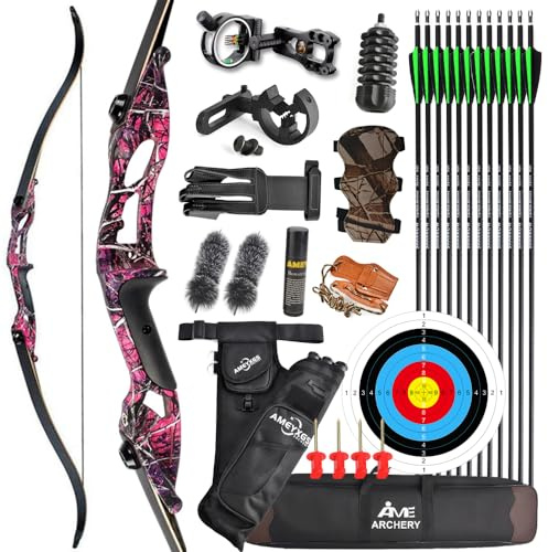 MILAEM 56 Zoll Takedown Recurve Bogen 30-50lbs Langbogen Recurvebogen Set Jagdbogen Erwachsener Bogen für Rechtshänder