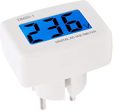 Spannungsmesser Digitaler Wechselspannungsmesser EU Stecker Voltmeter AC 80‑300V Haushaltsstrom Spannung Messer Panel DM55‑1 | Klares LCD-Display für schnelle Ablesung, ABS-Gehäuse, Präzise SMT-Chipmessung, Haushalt und Werkstatt Spannungsprüfung