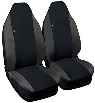 Lupex Shop Sitzbezüge für Autositz, kompatibel mit Smart, 2. Serie, Schwarz, Dunkelgrau, W451, Sitzbezüge, Paar vorne, Auto-Zubehör für Innenraum