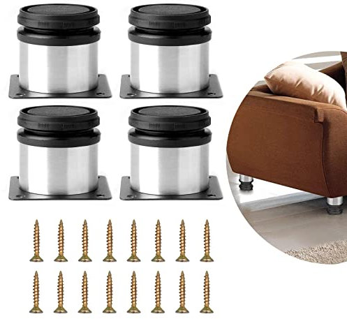 Pieds De Meuble Réglables en Acier Inoxydable - 4 Ensembles 5 X 5 Cm avec Vis pour Meubles De Bureau