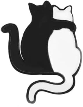 Miniblings 2 Katzen Brosche Haustier Kätzchen schwarz weiß | Kleines Statement für Revers und Jacke, in kleiner Serie hergestellt