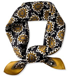LumiSyne Seidenschal Damen Quadratischer Schal Farbnähte Geometrische Streifen Muster Satin Vierecktuch Multifunktionales Halstuch Seidentuch Paisley Bandana Kopfschmuck