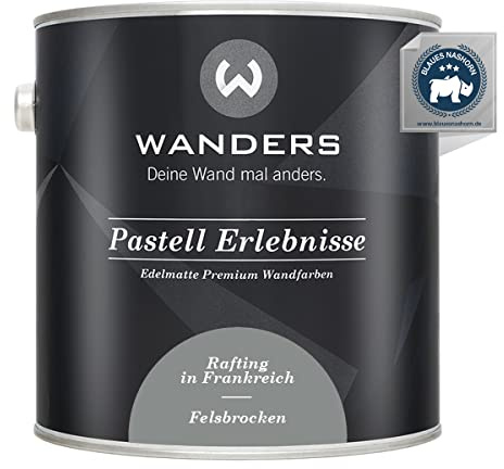 Wanders Pastell Erlebnisse 2,5L - Felsbrocken/Grau - Edelmatte Wandfarbe! Küchenmöbellack und Möbelfarbe. Kreidefarbe für Holz & mehr. Hohe Deckkraft, schnell trocknend