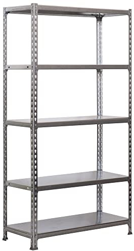 PROREGAL Metallregal Big Metal Shark mit Metallböden | HxBxT 200x100x50cm| Fachlast 180kg | Grau Schwerlastregal Metallsteckregal Lagerregal Werkstattregal Kellerregal