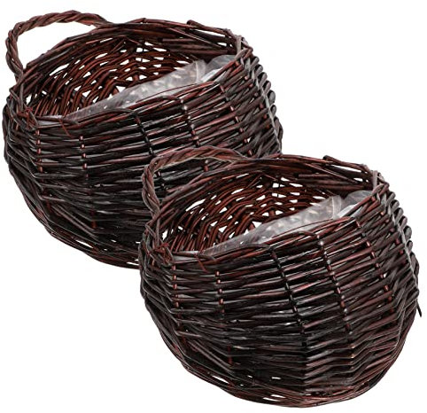 Cabilock 2stücke Hängender Geflochtener Blumenkorb Aus Rattan Wandhängekorb Für Pflanzen Obst Und Gemüsekorb Blumenhängekorb Blumenhalter Hängekorb Für Aufbewahrung Von Küchenutensilien