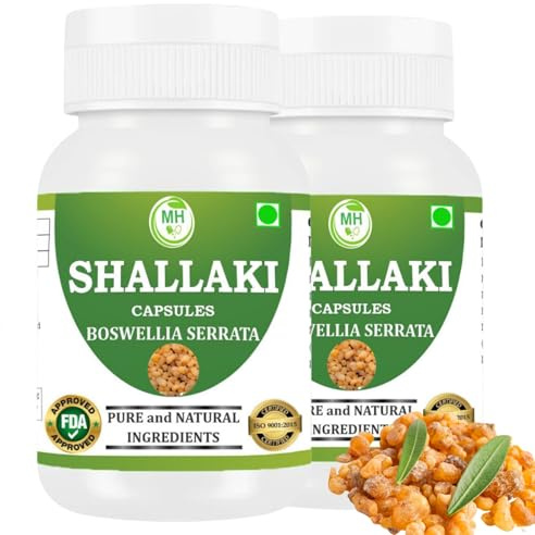 Morsan's Shallaki (Boswellia serrata) Capsules, Pack of 2 x 60 x 500 mg. Veg. Capsules (2), Pure and Natural