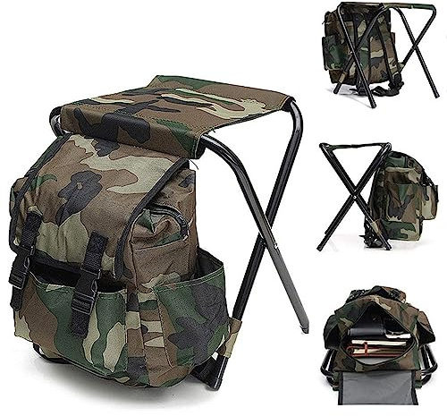 Creperture Taburetes de Camping Plegables para Exteriores, Silla de Camping Portátil de Tela Oxford con Mochila Carga Máxima de 100 kg para Pesca al Aire Libre, Camping, Picnic, Barbacoa, Camuflaje