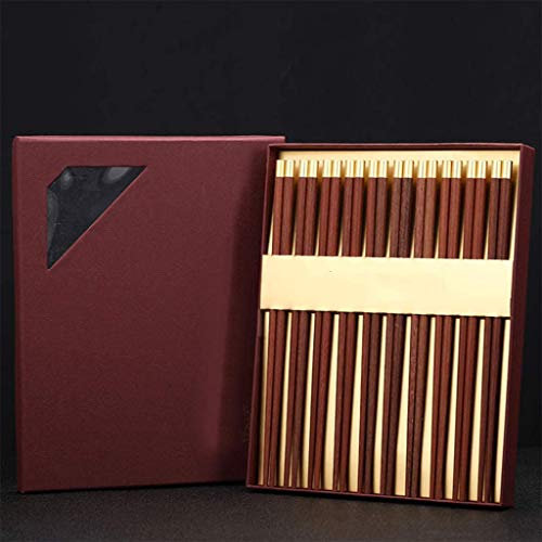 Palillos, Juego De Regalo De Palillos De Madera Natural Con Caja De Regalo, 10 Pares De Palillos De Madera Redondos Reutilizables, Apto for Lavavajillas, Palillos De Sushi Japonés Coreano for Restaura