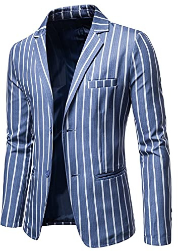 VaiKanhai Giacche da uomo casual Blazer - Giacca di mezza stagione lusso casual a righe elegante giacca da completo giacca camicia regular fit giacca a maniche lunghe tempo libero blazer business