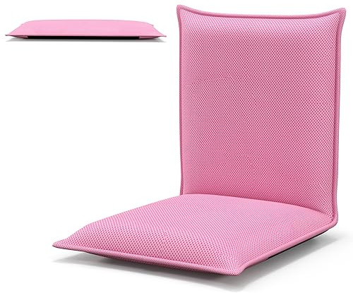 COSTWAY Bodenstuhl Bodensessel mit 6- stufig Verstellbarer Rückenlehne, Game Sessel gepolstert, Bodensofa Meditationsstuhl Lazy Sofa Fensterstuhl Meditationsstuhl (Rosa)