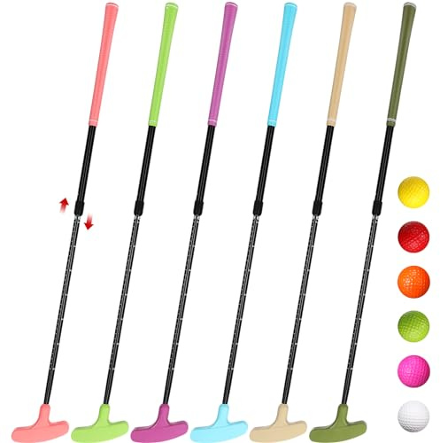 Wettarn 6 set golfputter för män och kvinnor, tvåvägs minigolfputter med 6 golfbollar barnputter bulk för höger- eller vänsterhänta golfspelare justerbar längd golfklubbor set (klassisk färg)