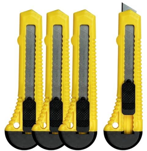 Cutter Profesional pack 4 unidades | Cutter con Mango y Seguro Antideslizante