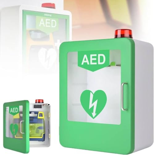 YMAOMAO AED-Defibrillator-Aufbewahrungsschrank, Wandmontage-Aufbewahrungsbox First mit Alarmsystem und Doppelschaltersteuerung, verstellbare Trennwand, kann eine Vielzahl von AED-Modellen platzieren