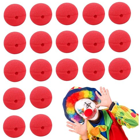 KHDULQ 20 Stücke Clownsnasen Rot, Schwamm Clownsnase, Clowns Rollenspiel Nase, Atmungsaktiv Clown Nase, Rote Nasen Clown, für Fasching Karneval Halloween Zirkus Mottopartys