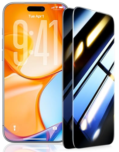 UltraGlass 9H+ Armor for iPhone 15 Pro Max Privacy Screen Protector [NO.1 Military Grade Shatterproof] Privacy Screen iPhone 15 Pro Max Tempered Glass [100% Anti Spy & Longest Durable] 2 Pack