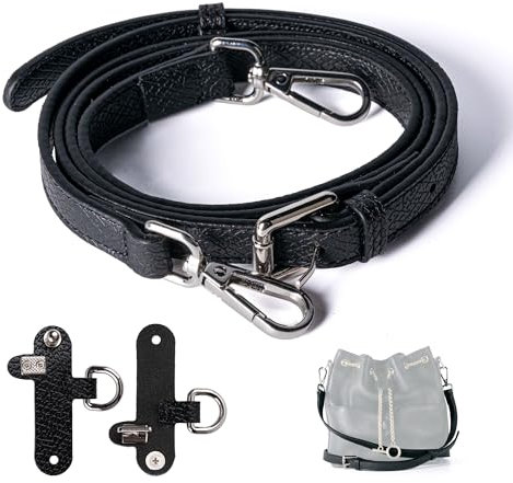 MEGAVOW Taschengurt Schulterriemen PU Leder, Ersatz Taschenhenkel Trageriemen Lederriemen für Damen Taschen Handtasche Geldbörse Umhängetasche Ersatzriemen mit Stanzfreiem Adapter (Schwarz, 100-120cm)