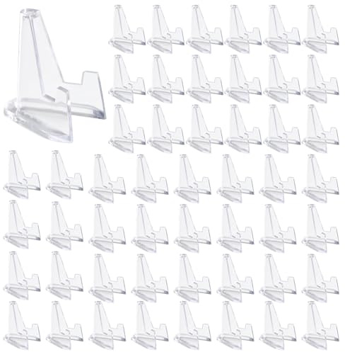 Forreen Kartenständer Acryl Klein, 50 Stück Münzständer Mini Transparenter Aufsteller Ständer Kunststoff Münzen Halter Dauerhaft Staffeleien für Münzen,Taschenuhren,Medaillen