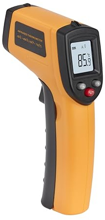 METRO Professional Infrarot-Thermometer, 39 x 85 x 156 mm, berührungslos mit Laserpointer, Temperaturbereich -30°C bis +400°C, schwarz/orange
